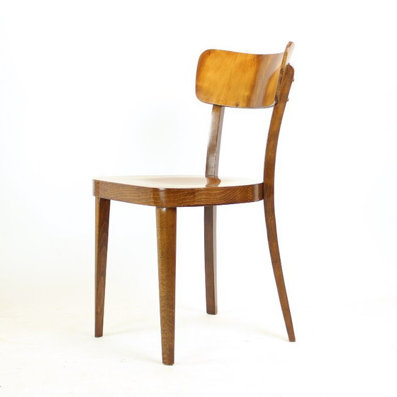 Image 1 of Set Of 4 Classical Tatra Dining Chairs In Walnut, Czechoslovakia 1950s
