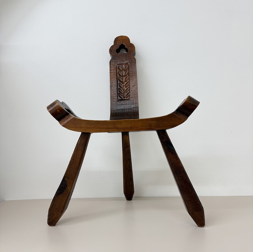 Tabouret tripode vintage espagnol brutaliste