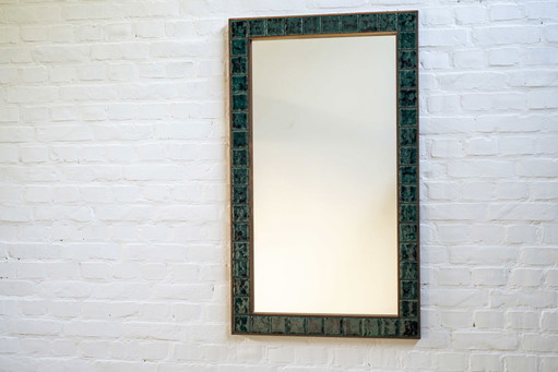 Mirror in rosewood and ceramic, Denmark from the 1950s