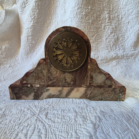 Red Marble Fireplace Set – Clock and Two Bowls (photo 7 of 10)