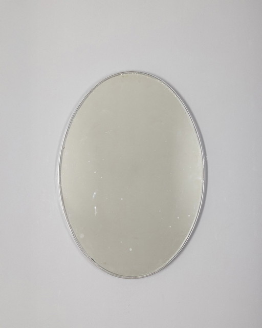 Vintage 70s wall mirror chrome metal Italian design