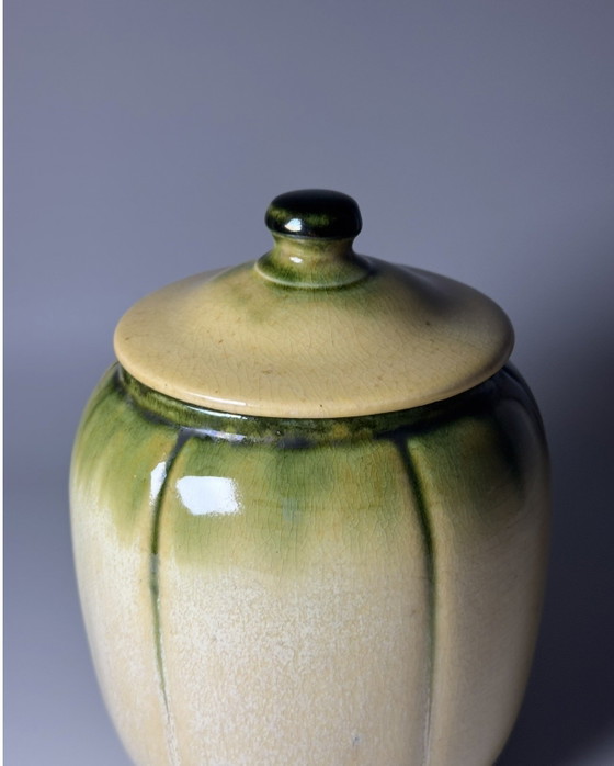 Image 1 of Art Deco Covered Tobacco Jar – S.A. des Faïenceries de Thulin, Belgium, circa 1920s–1930s