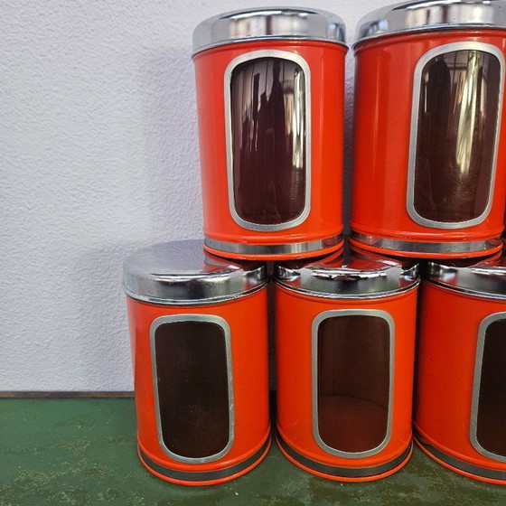 Image 1 of Ensemble de 7 boîtes de rangement vintage, bocaux de cuisine, boîtes de conservation Brabantia