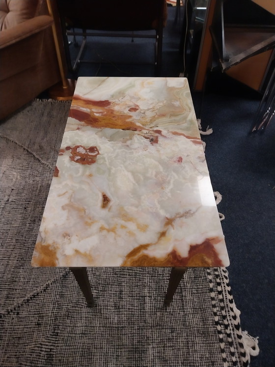 Image 1 of 1 x French onyx brass table in Empire style. 1960s