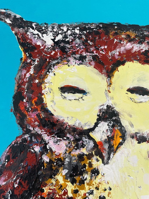 Painting of a little owl