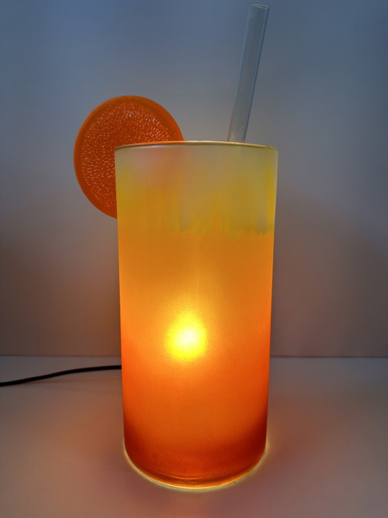 Image 1 of Vintage XL ‘Tequila Sunrise’ lamp - glas