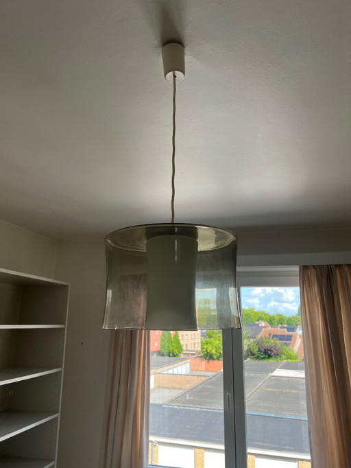 Lampe suspendue en verre et opaline, Vintage