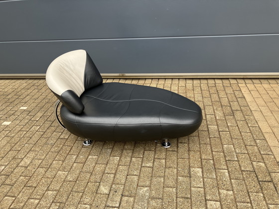 Image 1 of Leolux Kikko Chaise longue relax Senso pelle nera ZGAN!!!