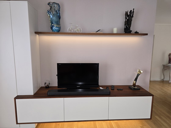 Image 1 of Floating walnut wall unit of approximately 3 meters long