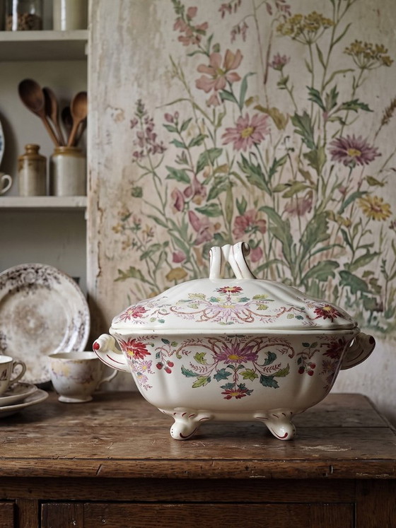 Antike Longchamp Suppen-/Gemüseschüssel aus Steingut mit Gänseblümchenmuster – Geschirr, Ceramic, Vintage (photo 2 of 15)