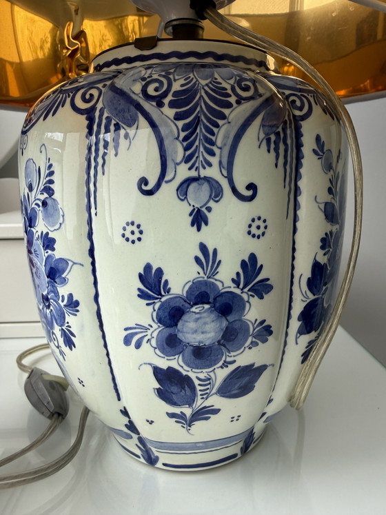 Image 1 of Vintage Quo Vadis Delft blue table lamp – hand-painted ceramic