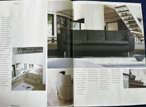 Set of 2 Molteni&C Sofas. Drop Series. Brown Leather. 2.00 Meters and 2.30 – Aluminium (photo 3 of 6)