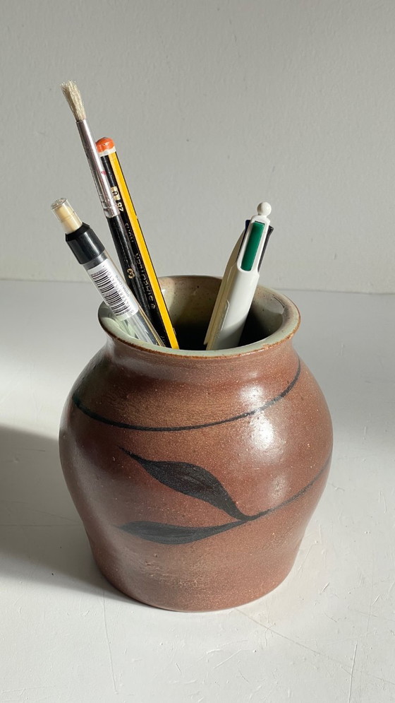 Vintage Signed Handcrafted Stoneware Vase – RG, Ceramic (photo 26 of 31)