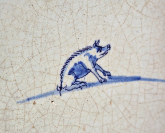 Image 1 of Antique Delft tile with animal motif – 18th century - pig