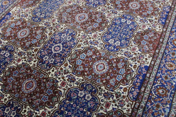 Image 1 of Toile persane originale nouée à la main à Tabriz, patine bleue, style vintage, 332 x 219 cm