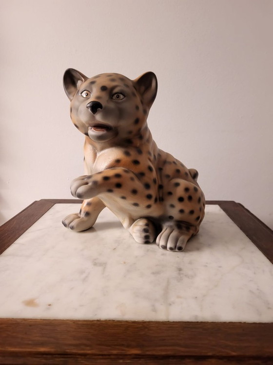 Image 1 of Tiger figurine, vintage, ceramic and hand-painted