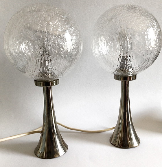 Image 1 of 2 vintage bubble glass table lamps