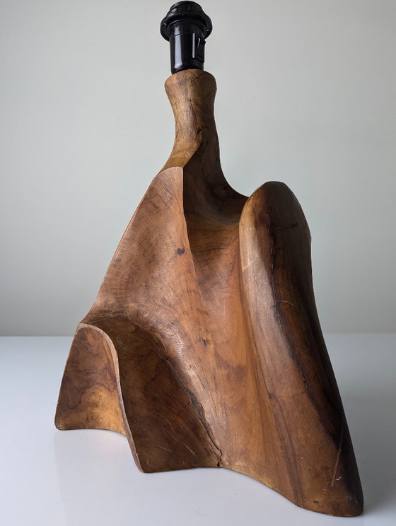 Image 1 of Lampada da tavolo organica moderna in legno d'ulivo intagliato, stile scultoreo, anni '70