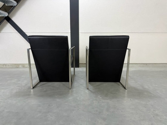 Fauteuils Arco Spine - Cuir Noir Et Acier – polished steel, Leather (photo 4 of 11)