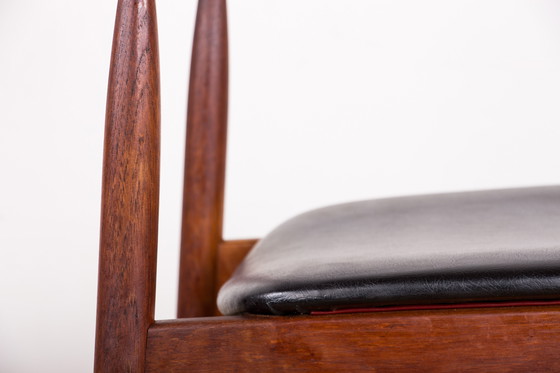 Image 1 of Set of 4 Danish Teak Chairs in Black Skaï by P.E. Jorgensen for Farso Stolefabrik 1960