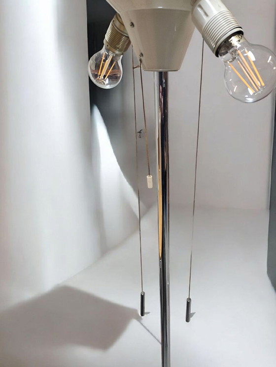 Image 1 of Vintage Erco chrome floor lamp Floor lamp Fabric shade Beige 1970s