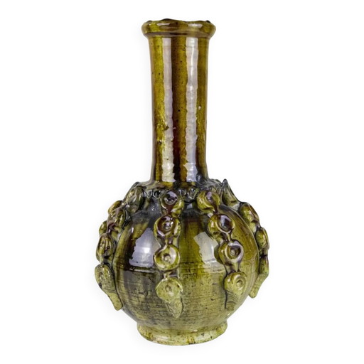 Authentic Tamegroute Pottery Vase – Moroccan Crafts Green Glazed 50cm