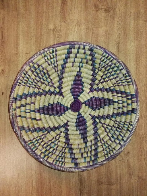 Vintage oriental woven basket basket