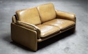 Ensemble canapé en cuir vintage De Sede – icône du design suisse – cognac
