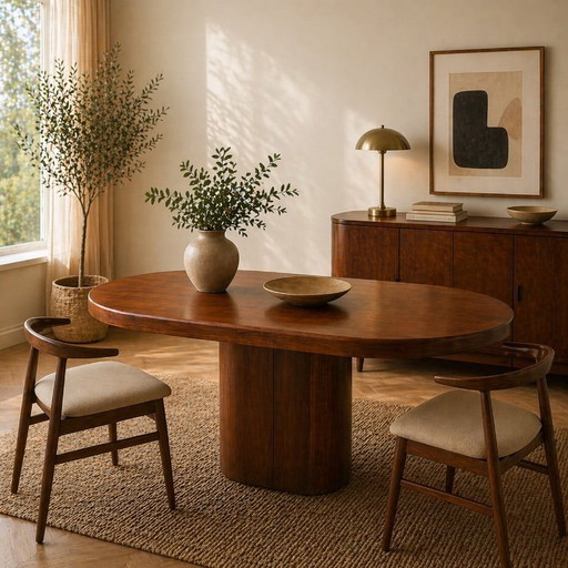 Mid Century Esstisch Nussbaum ausziehbar 140–260 cm | Vintage Design Tisch massiv Holz Alma Deutschland