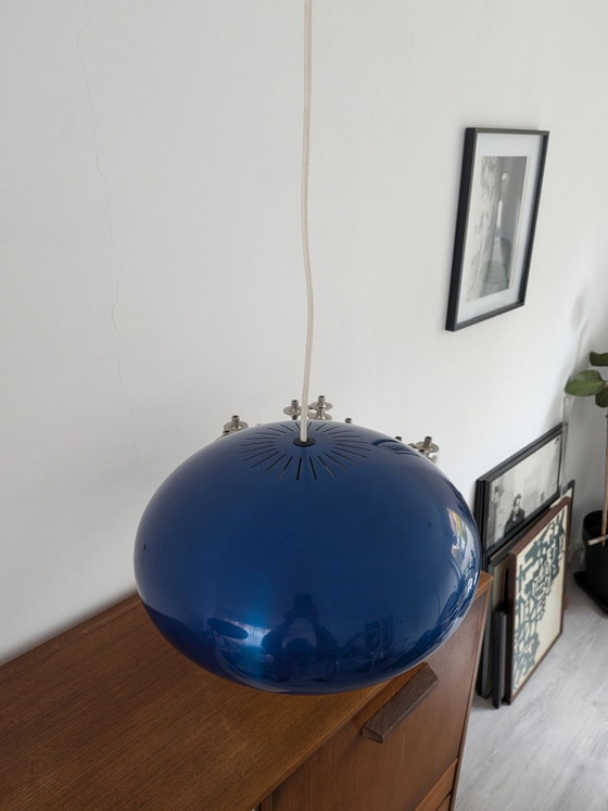 Jo Hammerborg Medio pendant lights for by Fog & Mørup in 1966, Pendant lamps, Aluminium, Blue (photo 7 of 13)