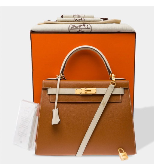 Sac Hermes Kelly 28 en Cuir Doré - 103452