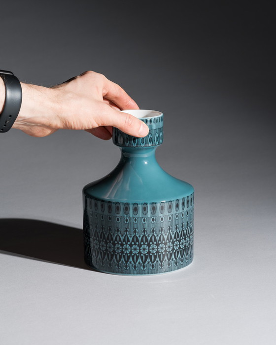 Image 1 of Trío gráfico turquesa Rosenthal Studio-Line Diseño de Theo Baumann Jarrones y caja