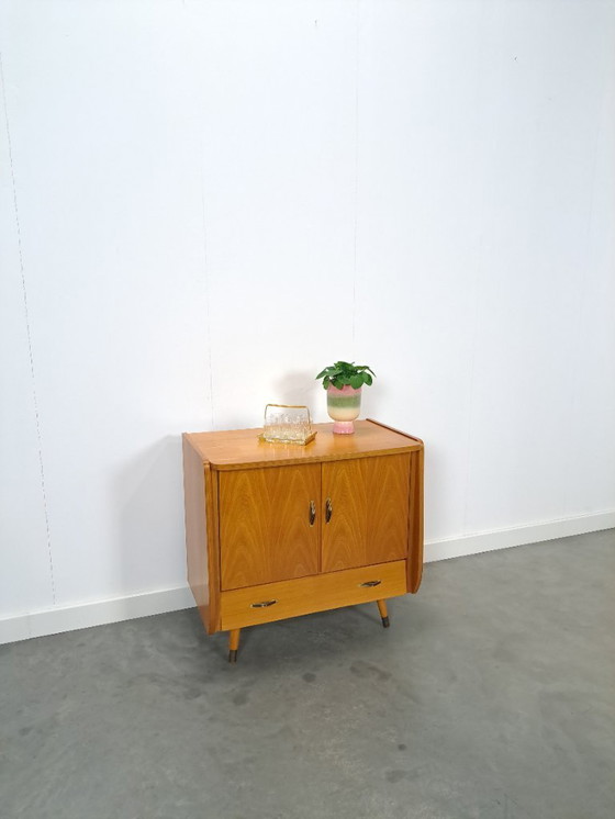 Image 1 of TV audio LP furniture with brass handles and slanted legs