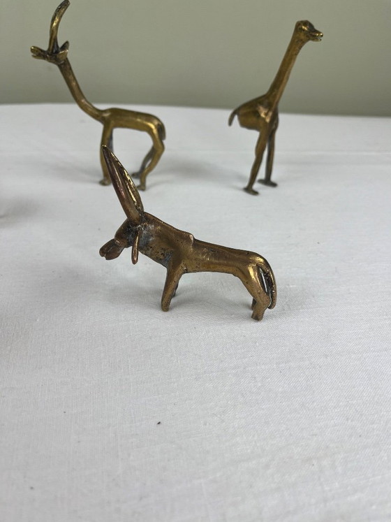 Figurines d'animaux en laiton, ensemble de six, Objets déco, Doré, Vintage (photo 3 sur 9)