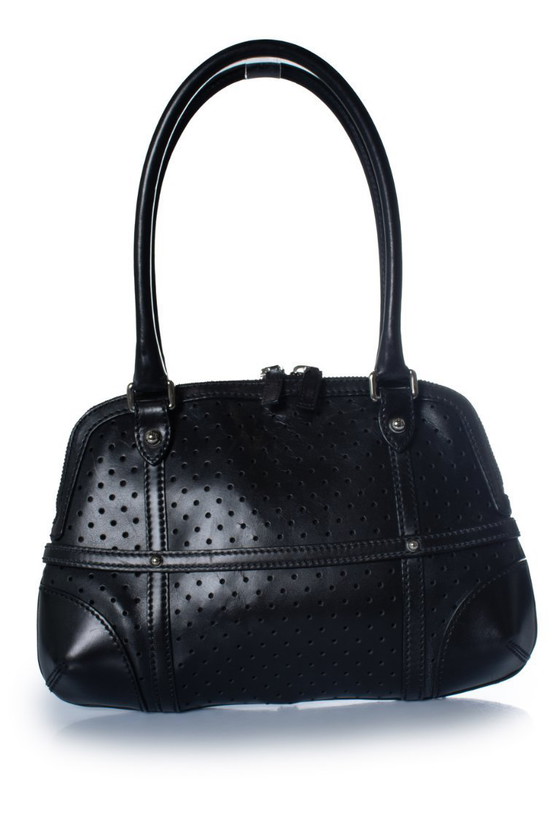 Borsa a mano Gucci in pelle nera traforata con logo GG. – Borse a spalla, Calfskin (photo 4 of 9)