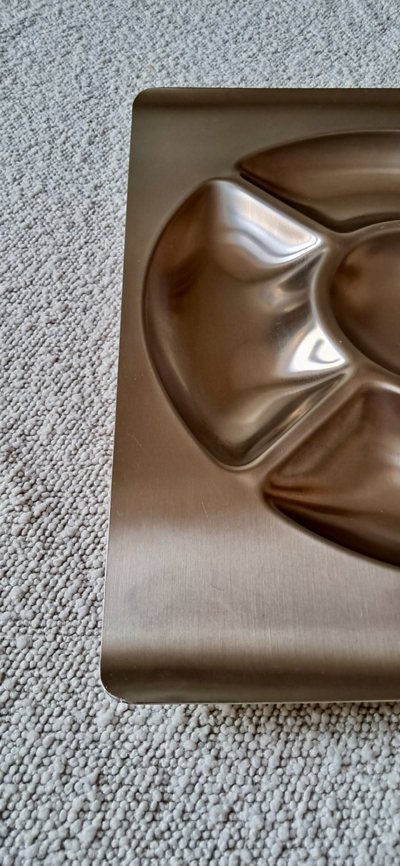 Image 1 of Vintage roestvrijstalen serveerschaal