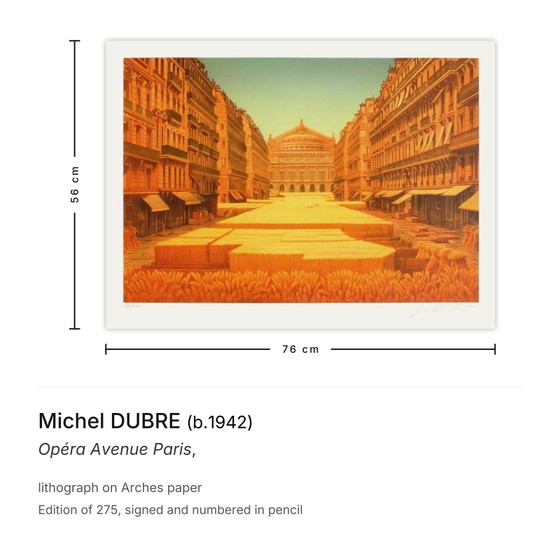 Image 1 of Litografia firmata di Michel Dubre, Opéra Avenue, Parigi.