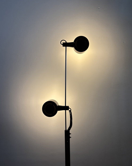 Image 1 of Vintage Floor Lamp by Ronald Homes for Conelight Twinlight 1970s Space Age Industrial design Mid Century 70s Minimalism