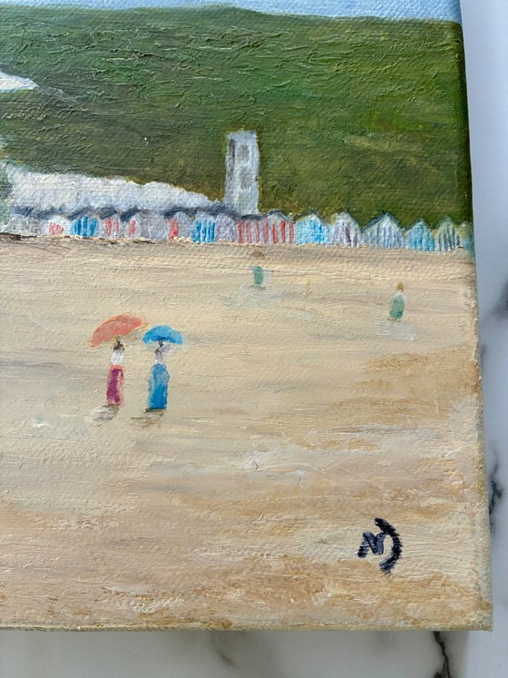 Image 1 of Petit tableau huile sur toile marine paysage Seine Maritime