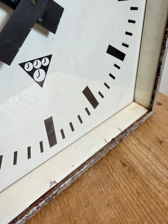 Image 1 of Reloj de techo industrial cuadrado de doble cara de Pragotron, década de 1970