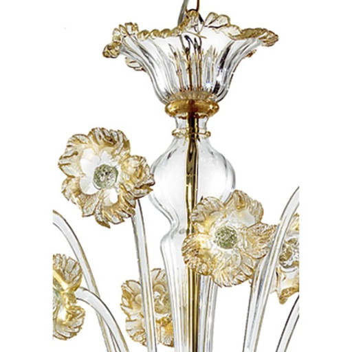 Elegant Romantic Murano Glass Chandelier With Floral Accents
