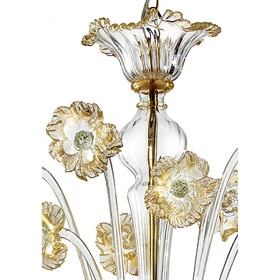 Image 1 of Elegant Romantic Murano Glass Chandelier With Floral Accents