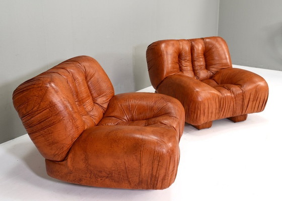 Image 1 of 2X Loungestoelen van Giuseppe Rossi voor Rossi di Albizzate, Italië – jaren 70