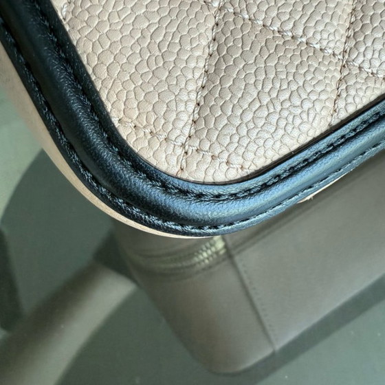 Image 1 of Chanel Camera Filigree Box Bag Large - Caviar Quilted Grained Calfskin Black Beige Gold Hardware Series 23