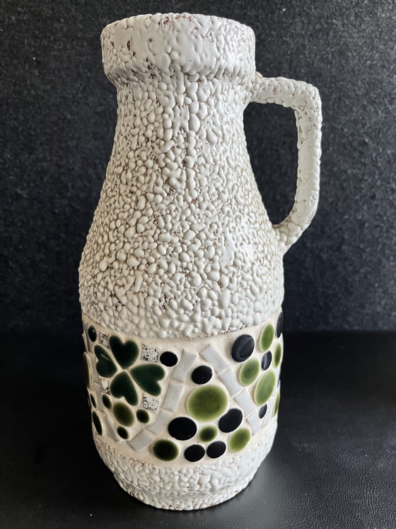 Image 1 of Brocca-vaso vintage Sawa Keramik XL con mosaico a trifoglio (31,5 cm)