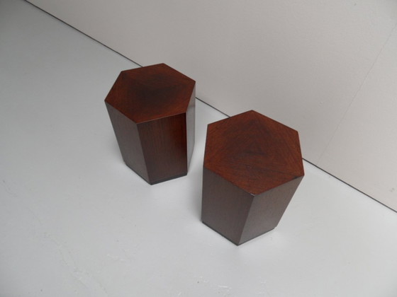 Image 1 of Ensemble vintage de 2 tables d'appoint en wengé