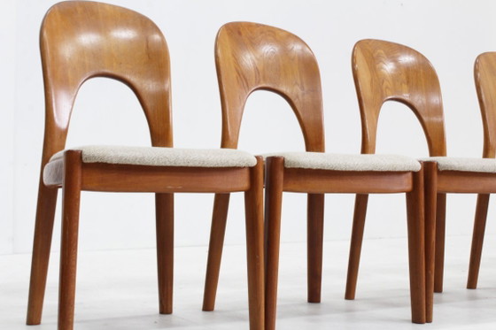 Vintage Danish Mid Century Dining chairs Niels Koefoed, set of 8, Wood, Textile, Brown, Mid Century Modern (photo 3 of 11)
