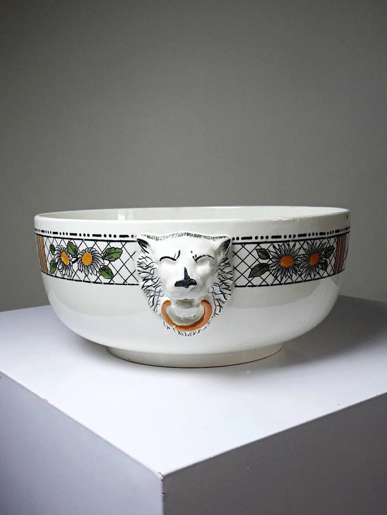 Large HB Choisy-le-Roi polychrome earthenware bowl "Elisabeth" early 20th century, Choisy le Roi, Ceramic (photo 3 of 13)
