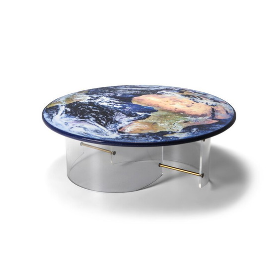 Image 1 of Vintage coffee table with Plexiglas base and resin top, 1990