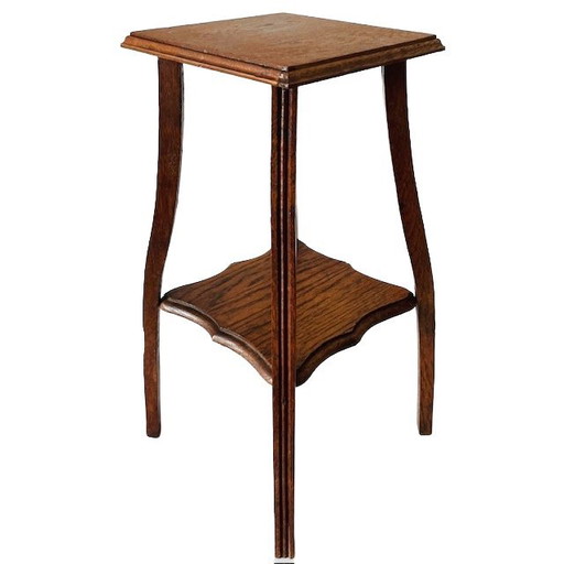 Antique Art Nouveau medium-height vintage plant table solid oak 1920s